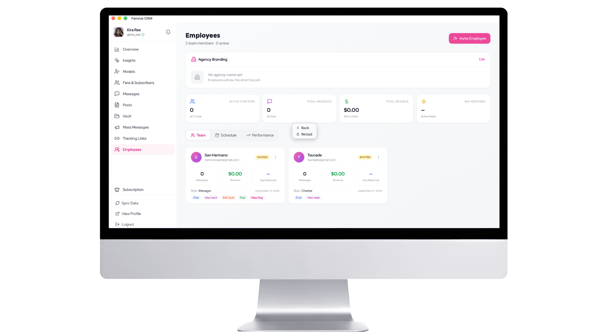 CRM Employee Management Dashboard