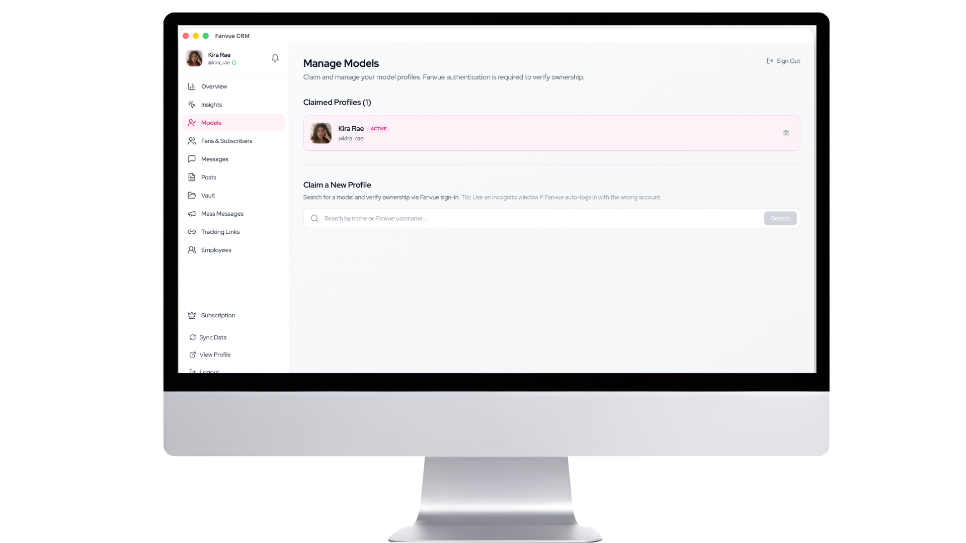 Claim your model profile